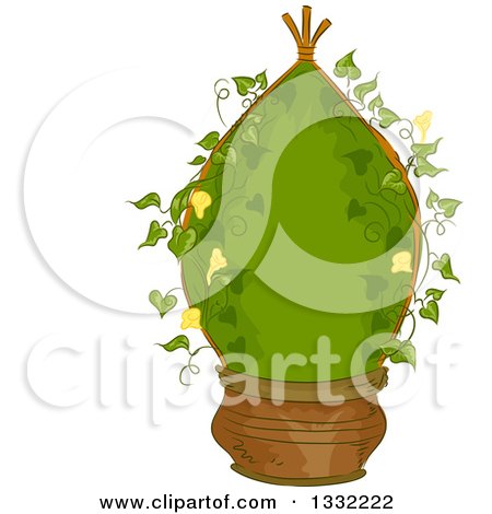 Clipart of a Potted Vine with a Tee Pee Treills - Royalty Free Vector Illustration by BNP Design Studio