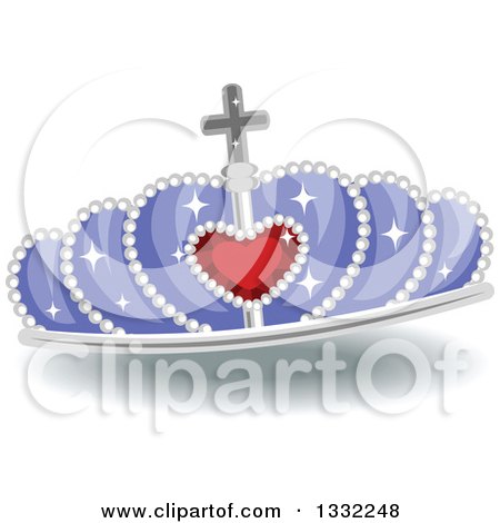 Clipart of a Jeweled Purple and Red Ruby Heart Crown - Royalty Free Vector Illustration by BNP Design Studio