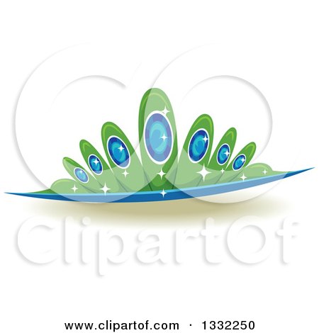 Clipart of a Jeweled Green and Blue Crown - Royalty Free Vector Illustration by BNP Design Studio