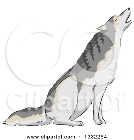 Clipart of a Wolf Howling - Royalty Free Vector Illustration by BNP Design Studio