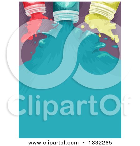 Clipart of a Spill of Blue Yellow and Red Paints - Royalty Free Vector Illustration by BNP Design Studio
