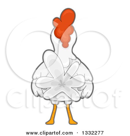 Clipart of a Rear View of a White Hen - Royalty Free Vector Illustration by BNP Design Studio