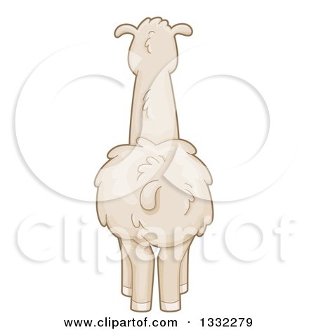 Clipart of a Rear View of a White Llama - Royalty Free Vector Illustration by BNP Design Studio