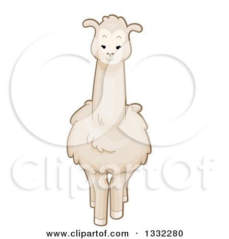 Clipart of a Cute White Llama - Royalty Free Vector Illustration by BNP Design Studio