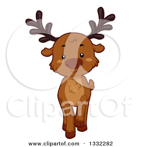 Clipart of a Cute Reindeer Walking - Royalty Free Vector Illustration by BNP Design Studio