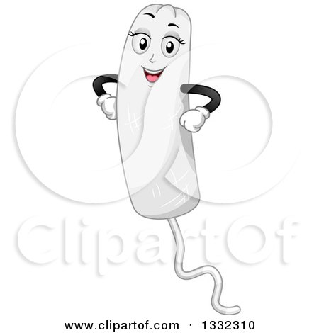 Clipart of a Cartoon Tampon Mascot with Hands on Her Hips - Royalty Free Vector Illustration by BNP Design Studio