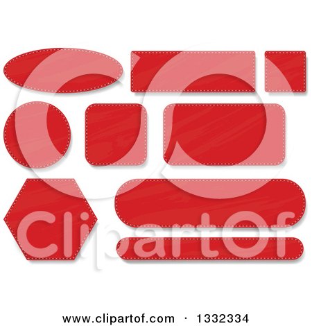 Clipart of Sewn and Two Toned Red Labels and Shadows - Royalty Free Vector Illustration by dero