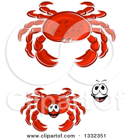 Clipart of a Cartoon Face and Red Crabs - Royalty Free Vector Illustration by Vector Tradition SM