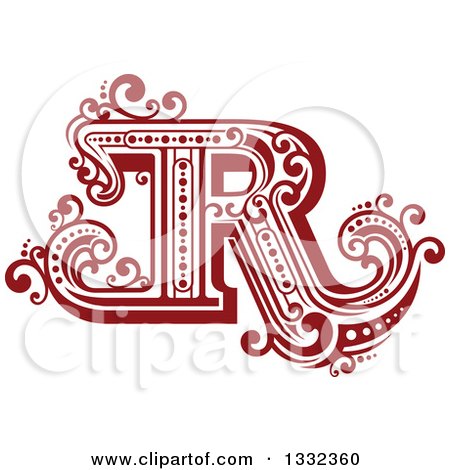 Clipart of a Retro Red Capital Letter R with Flourishes - Royalty Free Vector Illustration by Vector Tradition SM