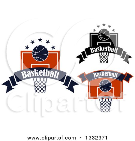 Clipart of Basketballs and Hoops with Text - Royalty Free Vector Illustration by Vector Tradition SM