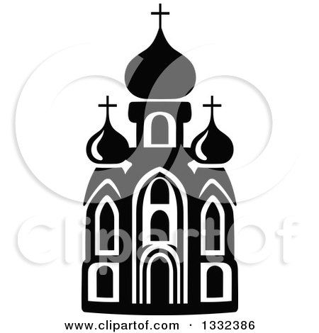 Clipart of a Black and White Church Building 10 - Royalty Free Vector Illustration by Vector Tradition SM