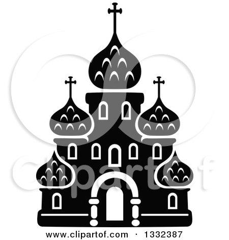 Clipart of a Black and White Church Building 11 - Royalty Free Vector Illustration by Vector Tradition SM