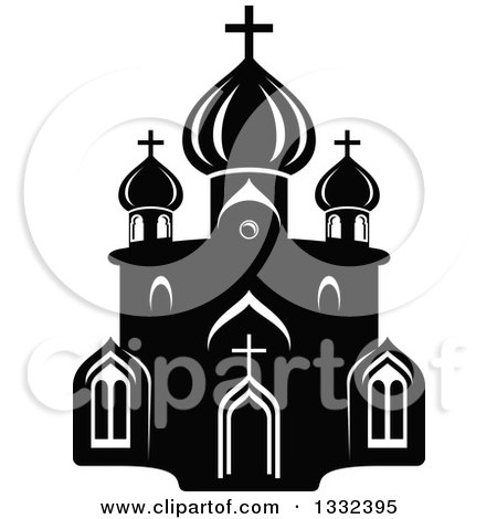 Clipart of a Black and White Church Building 5 - Royalty Free Vector Illustration by Vector Tradition SM