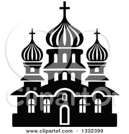 Clipart of a Black and White Church Building 9 - Royalty Free Vector Illustration by Vector Tradition SM