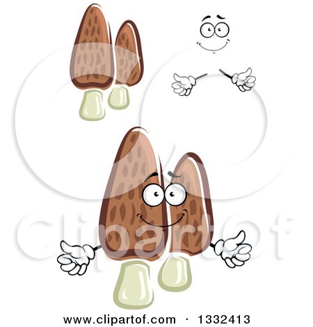 Clipart of a Cartoon Face, Hands and Morel Mushroom Character - Royalty Free Vector Illustration by Vector Tradition SM