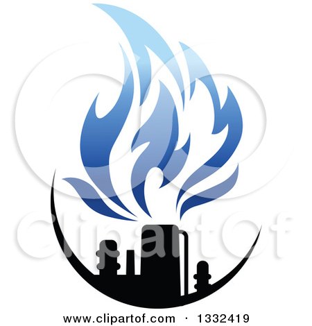 Clipart of a Black and Blue Natural Gas and Flame Design 15 - Royalty Free Vector Illustration by Vector Tradition SM
