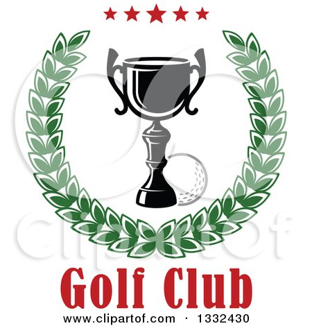 Clipart of Text Under a Golf Ball and Trophy in a Laurel Wreath with Stars - Royalty Free Vector Illustration by Vector Tradition SM