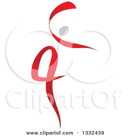 Clipart of a Gray and Red Figure Skater or Dancer - Royalty Free Vector Illustration by Vector Tradition SM