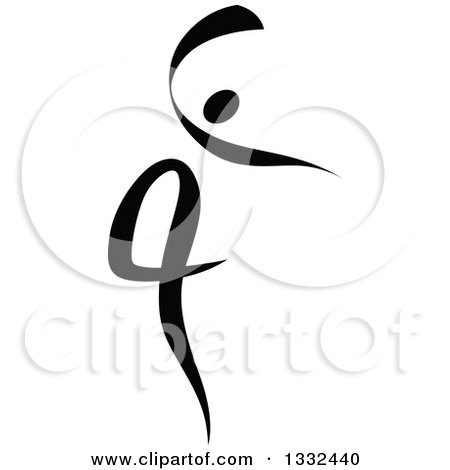 Clipart of a Black Figure Skater or Dancer - Royalty Free Vector Illustration by Vector Tradition SM