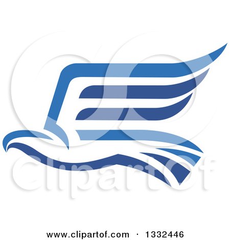 Clipart of a Blue Abstract Flying Eagle 2 - Royalty Free Vector Illustration by Vector Tradition SM