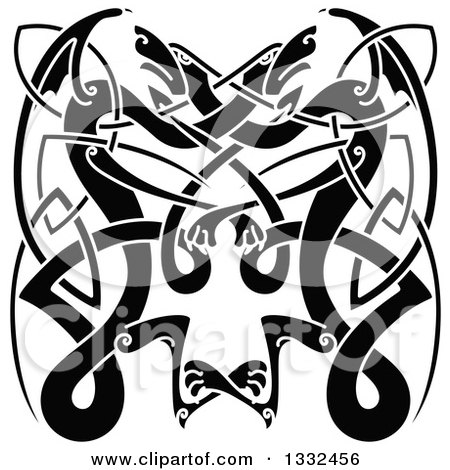 Clipart of Black Celtic Knot Dragons 6 - Royalty Free Vector Illustration by Vector Tradition SM