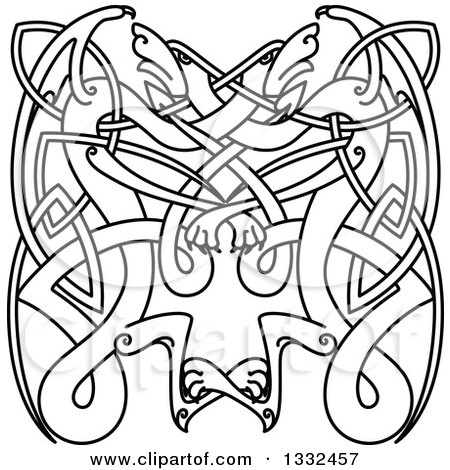 Clipart of a Lineart Celtic Knot Dragons 6 - Royalty Free Vector Illustration by Vector Tradition SM