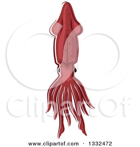 Clipart of a Cartoon Red Squid - Royalty Free Vector Illustration by Vector Tradition SM