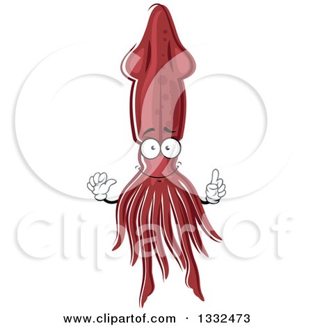 Clipart of a Cartoon Red Squid Character - Royalty Free Vector Illustration by Vector Tradition SM