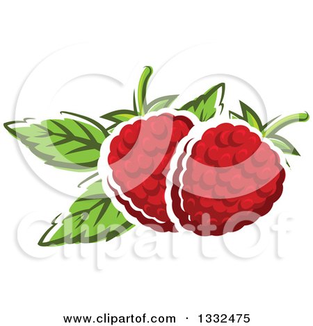 Clipart of Cartoon Raspberries and Leaves - Royalty Free Vector Illustration by Vector Tradition SM