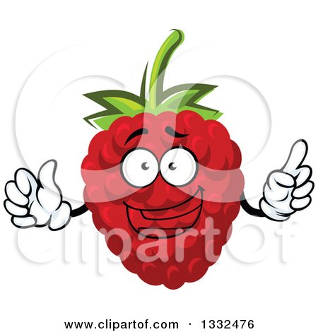 Clipart of a Cartoon Raspberry Character Holding up a Finger - Royalty Free Vector Illustration by Vector Tradition SM