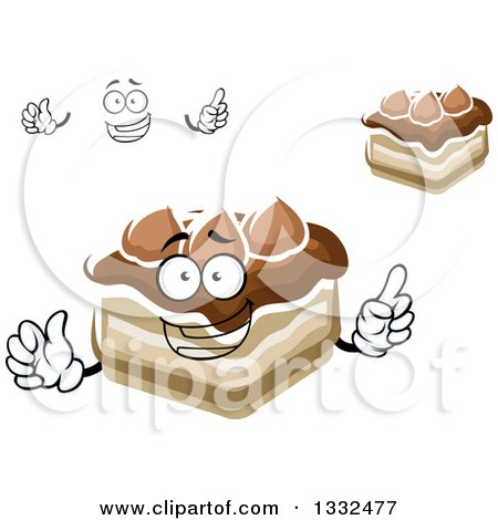 Clipart of a Cartoon Face, Hands and Chocolate Cake Character Holding up a Finger - Royalty Free Vector Illustration by Vector Tradition SM