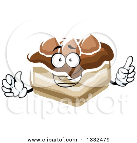 Clipart of a Cartoon Chocolate Cake Character Holding up a Finger - Royalty Free Vector Illustration by Vector Tradition SM