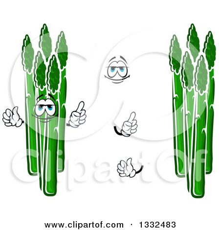 Clipart of a Cartoon Face, Hands and Asparagus 3 - Royalty Free Vector Illustration by Vector Tradition SM