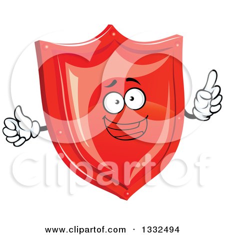 Clipart of a Shiny Red Shield Character - Royalty Free Vector Illustration by Vector Tradition SM