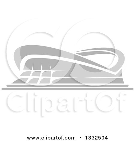 Clipart of a Grayscale Sports Stadium Building - Royalty Free Vector Illustration by Vector Tradition SM