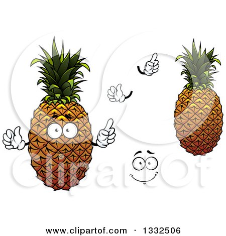 Clipart of a Cartoon Face, Hands and Pineapples 2 - Royalty Free Vector Illustration by Vector Tradition SM