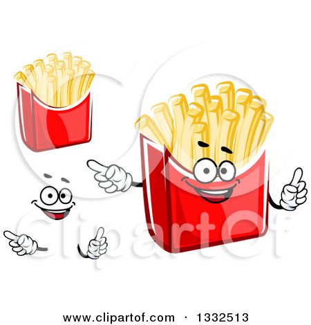 Clipart of a Cartoon Face, Hands and French Fries 2 - Royalty Free Vector Illustration by Vector Tradition SM