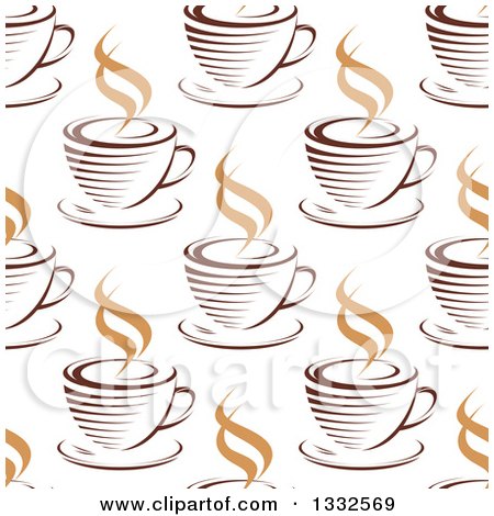 Clipart of a Seamless Background Pattern of Steamy Brown Coffee Cups 9 - Royalty Free Vector Illustration by Vector Tradition SM