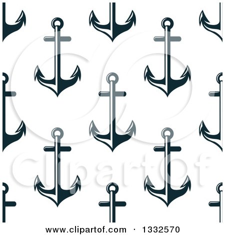 Clipart of a Seamless Background Pattern of Navy Blue Anchors 2 - Royalty Free Vector Illustration by Vector Tradition SM