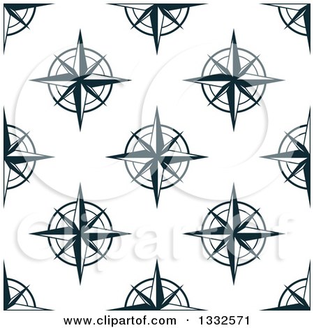 Clipart of a Seamless Pattern Background of Navy Blue Compasses - Royalty Free Vector Illustration by Vector Tradition SM