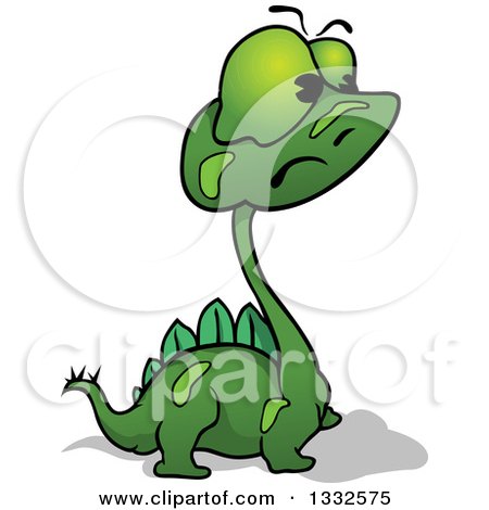 Clipart of a Cartoon Curious Green Dragon Facing Right - Royalty Free Vector Illustration by dero