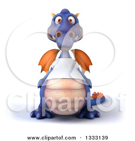 Clipart of a 3d Casual Purple Dragon Wearing a T Shirt 2 - Royalty Free Illustration by Julos