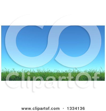 Clipart of a 3d Spring or Summer Blue Sky over Green Grass - Royalty Free Illustration by KJ Pargeter
