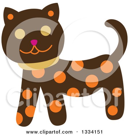 Clipart of a Brown and Orange Spotted Halloween Cat - Royalty Free Vector Illustration by Cherie Reve
