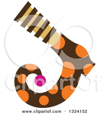 Clipart of a Brown and Orange Polka Dot Witch Shoe - Royalty Free Vector Illustration by Cherie Reve