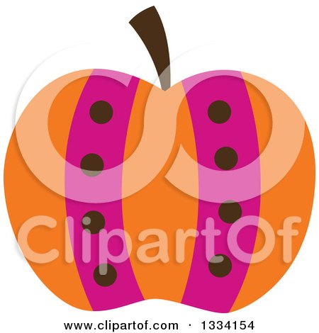 Clipart of a Halloween Pumpkin or Apple in Orange Pink and Brown - Royalty Free Vector Illustration by Cherie Reve