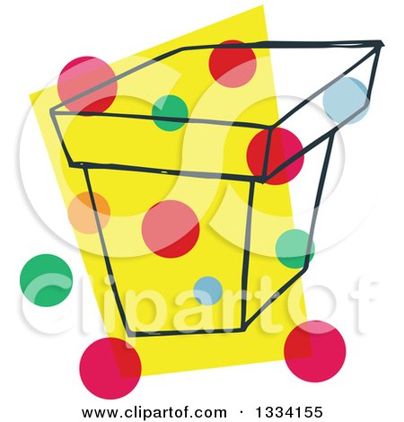 Clipart of a Sketched Box with Colorful Dots over Yellow - Royalty Free Vector Illustration by Cherie Reve