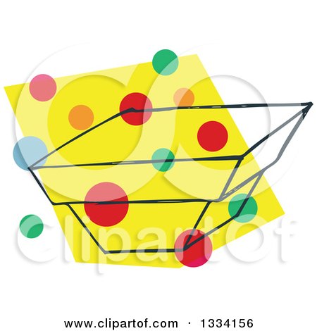 Clipart of a Sketched Box with Colorful Dots over Yellow 2 - Royalty Free Vector Illustration by Cherie Reve
