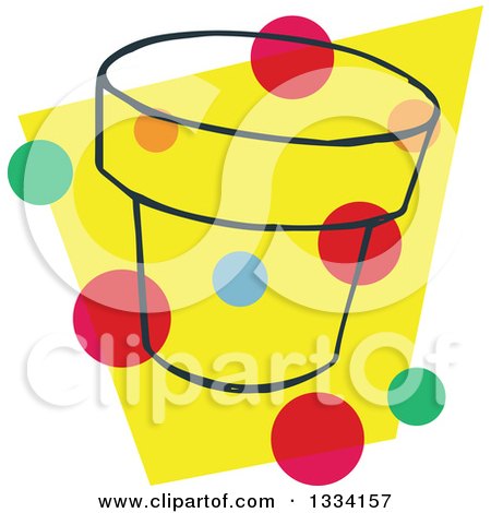 Clipart of a Sketched Round Box with Colorful Dots over Yellow - Royalty Free Vector Illustration by Cherie Reve