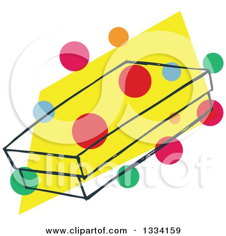 Clipart of a Sketched Box with Colorful Dots over Yellow 3 - Royalty Free Vector Illustration by Cherie Reve